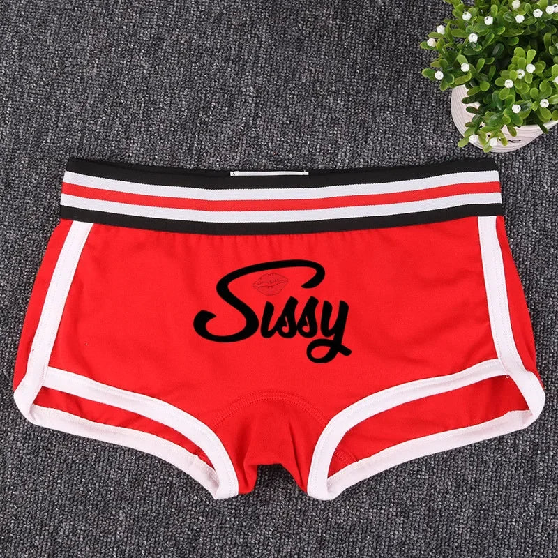 Sexy Lips SISSY Underwear for Women Funny Female Boxer Shorts Cotton Boy Shorts Cute Girl Panties Breathable Womens Intimates