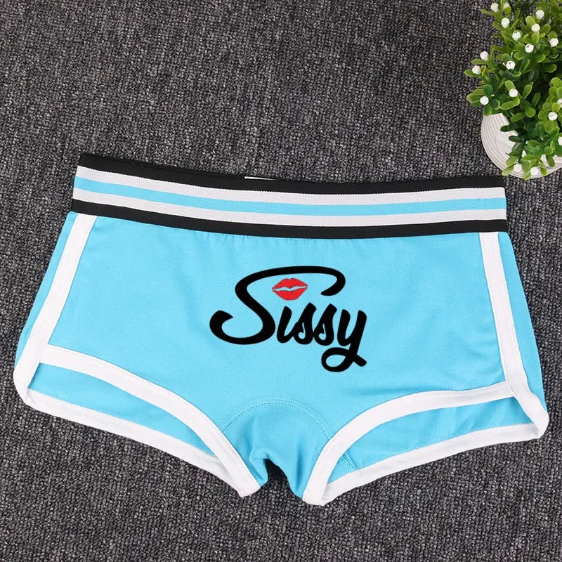 Sexy Lips SISSY Underwear for Women Funny Female Boxer Shorts Cotton Boy Shorts Cute Girl Panties Breathable Womens Intimates