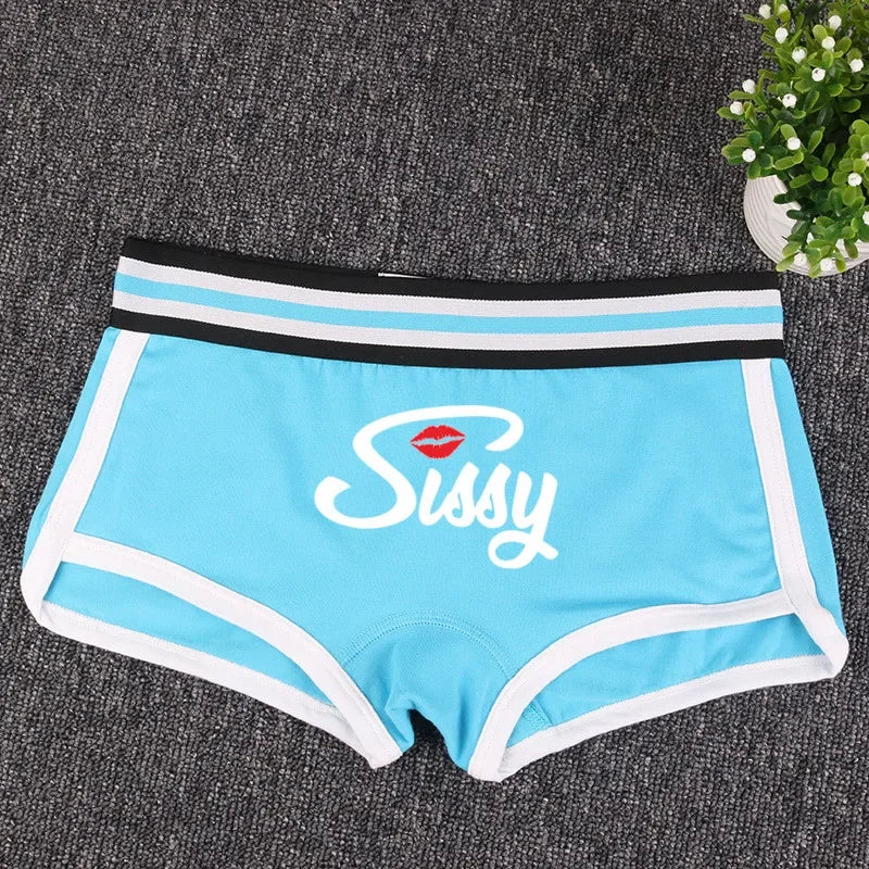 Sexy Lips SISSY Underwear for Women Funny Female Boxer Shorts Cotton Boy Shorts Cute Girl Panties Breathable Womens Intimates
