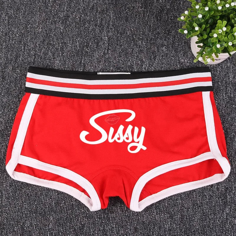 Sexy Lips SISSY Underwear for Women Funny Female Boxer Shorts Cotton Boy Shorts Cute Girl Panties Breathable Womens Intimates