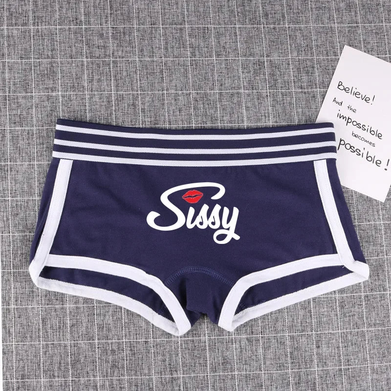 Sexy Lips SISSY Underwear for Women Funny Female Boxer Shorts Cotton Boy Shorts Cute Girl Panties Breathable Womens Intimates
