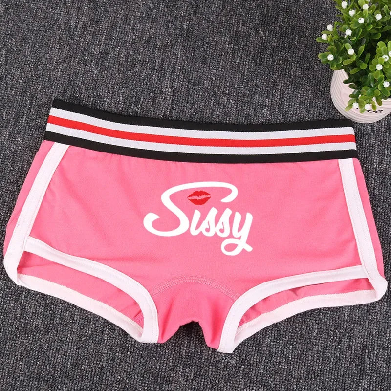 Sexy Lips SISSY Underwear for Women Funny Female Boxer Shorts Cotton Boy Shorts Cute Girl Panties Breathable Womens Intimates